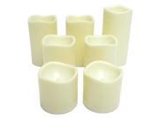 Gerson 42755 3 x 3 3 x 4 3 x 5 3 x 6 Bisque Wavy Edge Battery Operated LED Wax Covered Resin Candle Light Set of 7