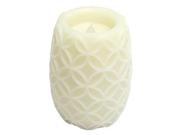 Gerson 43011 4 x 5.5 Bisque Raised Interlocking Circles Vanilla Scent Straight Edge Battery Operated Full Candle Glow LED Wax Candle Light with Timer