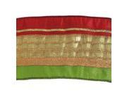 Vickerman 30713 4 x 10yd Red Gold Green Stripe Ribbon Q130102