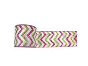 Vickerman 35816 4 x 10yd White Lime Fuchsia Chevron Ribbon Q141958