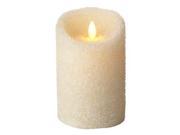 Luminara 02183 3.5 x 5 Ivory Sugar Finish Pillar Unscented Wavy Edge Battery Operated Realistic Flame LED Wax Candle Light with Timer