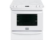30 Slide in Smoothtop Electric Range with 5 Heating Elements Warming Zone 4.6 cu. ft. True Convection Oven Steam Clean Quick Preheat and Storage Drawer Wh