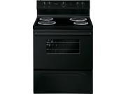 30 standing Electric Range with 4 Coil Elements 4.2 cu. ft. Manual Clean Oven Chrome Drip Bowls Interior Light and Storage Drawer Black