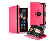 GEARONIC ™ 360 Degree Rotating PU Leather Flip Case With Swivel Stand for New Kindle Fire HDX 8.9 Hot Pink