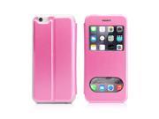 GEARONIC TM Luxury Flip PU Leather Skin Front View Wallet Cover Hard Pouch Case For Apple iPhone 6 Pink