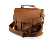 Men s Vintage Canvas Leather Satchel School Military Messenger Shoulder Bag Travel Bag Brown