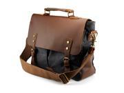 Men s Vintage Canvas Leather Satchel School Military Messenger Shoulder Bag Travel Bag Gray