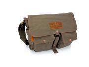 Men s Vintage Canvas Leather Satchel School Military Shoulder Messenger Crossbody Hiking Bag Green