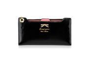 Fashion Lady Women PU Leather Bowknot Clutch Wallet Long Card Holder Purse Handbag Black