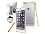 GEARONIC TM Luxury Dual Color Metal Aluminum Alloy Bumper Hard Frame Shell Case Cover for Apple iPhone 6 Plus 5.5 with Free Tempered Glass Screen Guard Gold