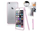 GEARONIC TM Luxury Metal Aluminum Alloy Bumper Hard Frame Shell Case Cover for Apple iPhone 6 Plus 5.5 with Free Tempered Glass Screen Guard Pink