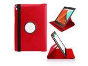 GEARONIC TM 360 Rotating PU Leather Case Skin Cover Folio Stand for Google Nexus 9 Tablet Red