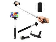GEARONIC TM Selfie Stick Pro Mono pad with Built in Bluetooth remote on Handle Shutter Extendable Handheld for GoPro IOS Apple Android Samsung Iphone HTC Blac