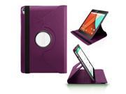 GEARONIC TM 360 Rotating PU Leather Case Skin Cover Folio Stand for Google Nexus 9 Tablet Purple