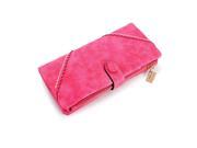 New Fashion Lady Button Women Long Leather Wallet Pocket Purse Clutch Card Holder Handbag Bag Hot Pink