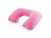 GEARONIC TM Travel Plane Flight U shaped Pillow Inflatable Soft Car Head Neck Rest Compact Air Pump Cushion Pink