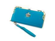 GEARONIC TM Fashion Lady Women Crown Leather Bifold Clutch Wallet Long Card Holder Case Purse Handbag Bags Blue