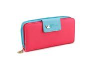 GEARONIC TM New Fashion Lady Women PU Leather Cute Buckle Clutch Wallet Long Card Holder Case Purse Handbag Hot Pink