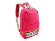 GEARONIC TM Fashion Women Canvas School Bag Girl Cute Satchel Travel School Backpack with Pattern Shoulder Rucksack Hot Pink