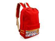 GEARONIC TM Fashion Women Canvas School Bag Girl Cute Satchel Travel School Backpack with Pattern Shoulder Rucksack Red