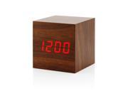 GEARONIC TM Ultra Modern Wooden LED Digital Alarm Cube Clock Thermometer Timer Calendar Brown