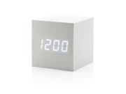 GEARONIC TM Ultra Modern Wooden LED Digital Alarm Cube Clock Thermometer Timer Calendar White