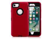 GEARONIC TM Premium Rugged Complete Protection PC Silicone Shockproof Protective Hybrid Hard Case Cover for iPhone 7 Red