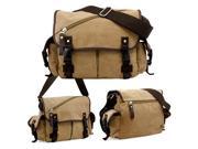 Oct17 Men Messenger Bag School Shoulder Canvas Bag Vintage Crossbody Satchel Laptop Business Bags Khaki