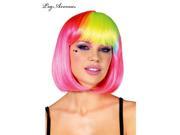 Neon Pink Pop Rainbow Bang Bob Wig