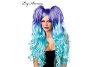 Women s Purple Blue Split Long Curly Wig