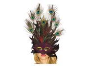 Pink and Black Peacock Feather Mask