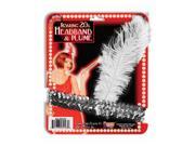 Silver Flapper Headband with Feather