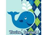 Preppy Blue Ocean Party Invitation 8 pack Party Supplies