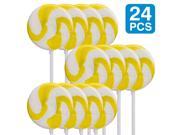 Lemon Yellow 2 Swirl Lollipops 24 Pack Party Supplies
