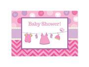 Shower With Love Baby Girl Postcard Invitations 8 Count Party Supplies