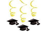 Graduation Foil Swirl Yellow Decorations Each Party Supplies