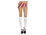White Opaque Knee High with Ruffle Lace Trim