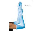 Long Pale Blue Satin Gloves