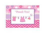 Shower With Love Baby Girl Postcard Thank You Cards 8 Count Party Supplies