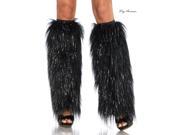 Women s Furry Black Lurex Leg Warmers