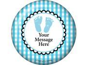 Sweet Baby Feet Blue Personalized Mini Button Each
