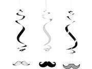 Mustache Dangling Paper Swirls Decoration 12 Count Party Supplies