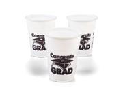 White Congrats Grad Plastic 16oz Cups 50 Count