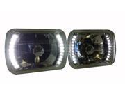 7 x 6 Euro Crystal LED Clear Sealed Beam Conversion Headlights Pair H6052 6054