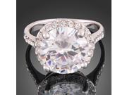 Alloy with Czech Single Crystal Stone Engagement Jewelry Ring Size 6