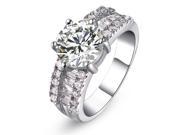 White Gold Plated Cubic Zirconia Stone Fashion Engagement Jewelry Ring 7