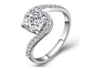 Twist Style Fashion Engagement Ring with High Quality Swarovski Element Crystal Size 6