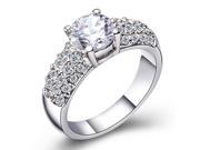 Women s Stainless Steel Finish One Swarovski Element Crystal Jewelry Ring Size 8
