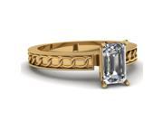 1 2 Ct Yellow Gold Engraved Rings For Women With Emerald Cut Diamond Size 5 10 E Color SI2 Clarity