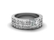 0.60 Ct Princess cut Floral Engraved Vintage Style Solitaire Diamond Ring Band F Color IF Clarity